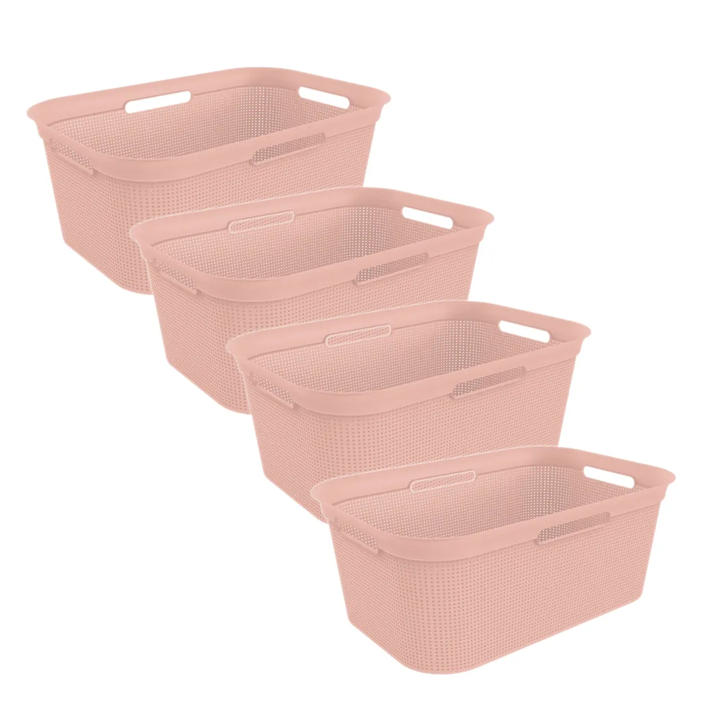 ROTHO 4er Set Wäschekorb 41l Brisen, Farbe:Linnea Pink Ged. 1 ROTHO 4er Set Wäschekorb 41l Brisen, Farbe:Linnea Pink Ged.