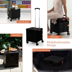 COSTWAY 55L Einkaufstrolley 80kg Belastbar, Klappbarer Einkaufswagen Mit 3-fach Verstellbarem Griff, 2 Bremsbaren Universalrädern & Erweiterbarer Obere Abdeckung, Handwagen Tragbar, Schwarz 9 COSTWAY 55L Einkaufstrolley 80kg Belastbar, Klappbarer Einkaufswagen Mit 3-fach Verstellbarem Griff, 2 Bremsbaren Universalrädern & Erweiterbarer Obere Abdeckung, Handwagen Tragbar, Schwarz -Leifheit || Vileda || Wenko Verkaufsgeschäft 01988f1daed430e53baa610689fe3953