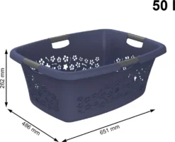 ROTHO Wäschekorb 50 L FLOWERS, Farbe:Iris Dunkelblau Ged.