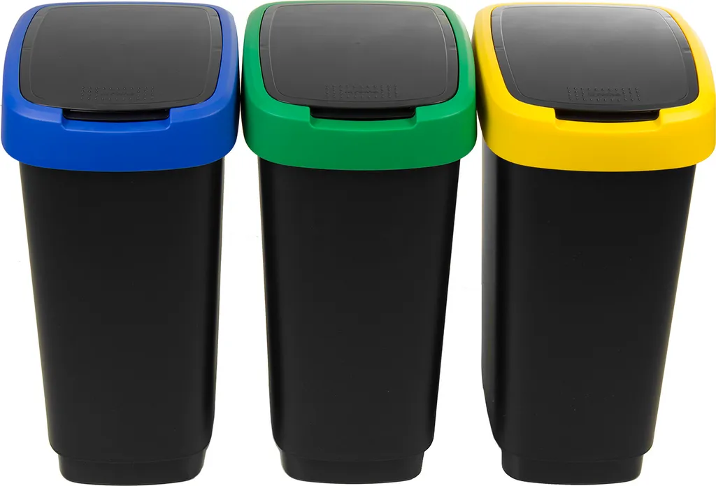 3er-Set Abfalleimer Mülltrennug 3x25L Rotho Twist Abfallbehälter Mülleimer Recycling 2 3er-Set Abfalleimer Mülltrennug 3x25L Rotho Twist Abfallbehälter Mülleimer Recycling – Bild 2