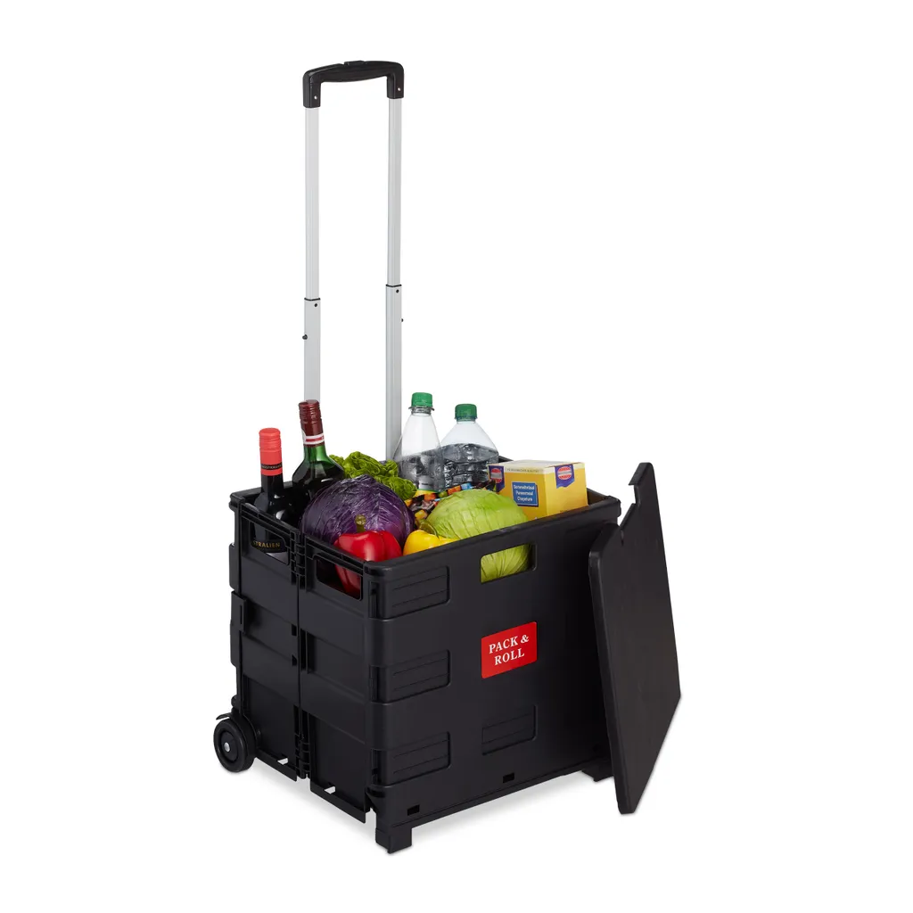 Relaxdays Einkaufstrolley Klappbar Mit Rollen 1 Relaxdays Einkaufstrolley Klappbar Mit Rollen