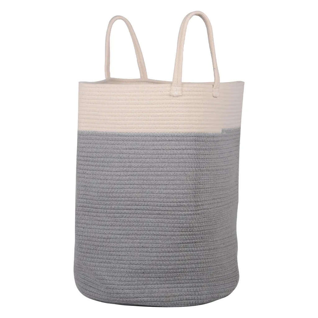 Aufbewahrungskorb Wäschekorb Faltbar Tragegriffe Baumwolle 40x50 Cm Grau/weiß 1 Aufbewahrungskorb Wäschekorb Faltbar Tragegriffe Baumwolle 40x50 Cm Grau/weiß