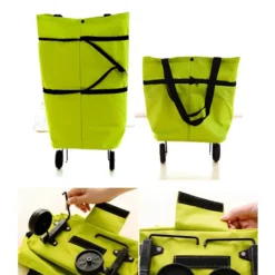 Einkaufstrolley Klappbaren Rädern Stützen Faltbar Leicht Wasserabweisend Tasche Einkaufstasche Picknicktasche Haushaltstrolley Tug Bag Grün