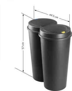 Deuba Mülleimer 50 L Duo 2fach Trennsystem 2x25L Druckknopf-Automatik Küche Abfalleimer Müllbehälter Mülltrennung Büro, Farbe:schwarz - Black - Noir 28 Deuba Mülleimer 50 L Duo 2fach Trennsystem 2x25L Druckknopf-Automatik Küche Abfalleimer Müllbehälter Mülltrennung Büro, Farbe:schwarz - Black - Noir -Leifheit || Vileda || Wenko Verkaufsgeschäft 05a070b76ccbe5a492da5a9a93ea2fd6