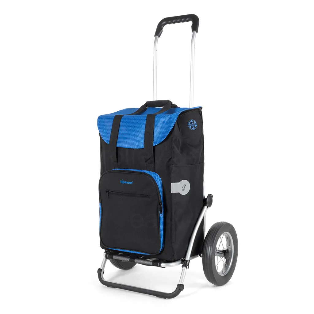 Andersen Einkaufstrolley Royal Mit Metallspeichenrad 25 Cm Und 45 Liter Einkaufstasche Wismar Schwarz/blau Mit Kühlfach, Aluminiumgestell Klappbar 2 Andersen Einkaufstrolley Royal Mit Metallspeichenrad 25 Cm Und 45 Liter Einkaufstasche Wismar Schwarz/blau Mit Kühlfach, Aluminiumgestell Klappbar – Bild 2