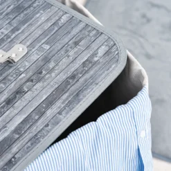 HOMCOM Wäschekorb, Wäschebox, Wäschesammler Mit Deckel, Segeltuchsack, Waschbarem Wäschesack, Mit Griffen, Bambus , Faltbar, 72L, Grau, 40 X 30 X 60 Cm -Leifheit || Vileda || Wenko Verkaufsgeschäft 071d7dce0e550957aae96997813feca9