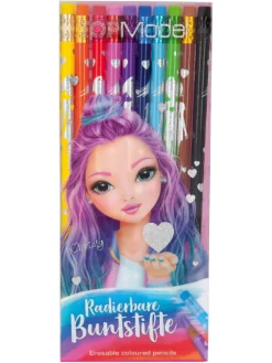 Depesche Schule TOPModel Buntstifte Radierbar, 12 Farben Buntstifte Beauty & Styling SF_Farbstifte Geschenkschultuete