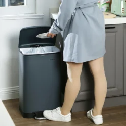 SONGMICS Mülleimer, 30 Liter Abfalleimer, Treteimer Aus Stahl, Mit Inneneimer Und Deckel, Softclose, Luftdicht Rauchgrau LTB01GS -Leifheit || Vileda || Wenko Verkaufsgeschäft 092da43694191ffea562b69d8bd1019c