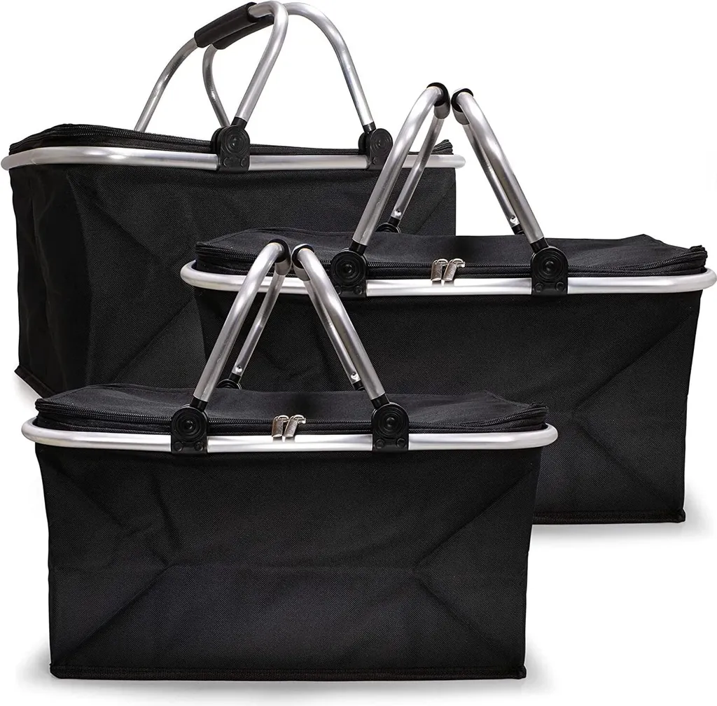 E-Best Einkaufskorb Mit Tragegriffen (3x Schwarz) 1 E-Best Einkaufskorb Mit Tragegriffen (3x Schwarz)