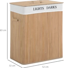 HOMCOM Wäschekorb Wäschebox Wäschesammler Mit Deckel Segeltuchsack Segeltuch + Bambus Natur 100L 52 X 32 X 63 Cm -Leifheit || Vileda || Wenko Verkaufsgeschäft 0e0c4b91dc4681039a6f8d41ea2d9863