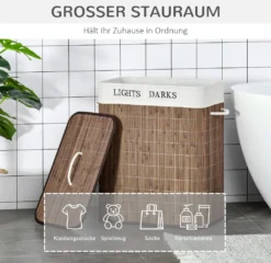 HOMCOM 100L Wäschekorb Wäschebox Wäschesammler Mit 3 Griffe Mit Waschbarem Wäschesack Abnehmbar Bambus Polyester Baumwolle Metall Braun+Weiß 52 X 32 X 63 Cm 12 HOMCOM 100L Wäschekorb Wäschebox Wäschesammler Mit 3 Griffe Mit Waschbarem Wäschesack Abnehmbar Bambus Polyester Baumwolle Metall Braun+Weiß 52 X 32 X 63 Cm -Leifheit || Vileda || Wenko Verkaufsgeschäft 0fd0f9d7437b7c83e5f0bc885307b9aa