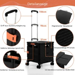 COSTWAY 55L Einkaufstrolley 80kg Belastbar, Klappbarer Einkaufswagen Mit 3-fach Verstellbarem Griff, 2 Bremsbaren Universalrädern & Erweiterbarer Obere Abdeckung, Handwagen Tragbar, Schwarz 12 COSTWAY 55L Einkaufstrolley 80kg Belastbar, Klappbarer Einkaufswagen Mit 3-fach Verstellbarem Griff, 2 Bremsbaren Universalrädern & Erweiterbarer Obere Abdeckung, Handwagen Tragbar, Schwarz -Leifheit || Vileda || Wenko Verkaufsgeschäft 11aff0712bfb246bfc6ff1298ae47ccc