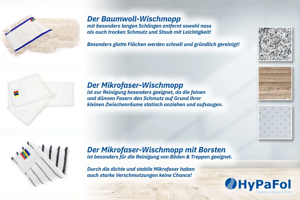Hypafol Wischmopp-Baumwolle 40 Cm | 3 Wischmopp Bezüge 5 Hypafol Wischmopp-Baumwolle 40 Cm | 3 Wischmopp Bezüge – Bild 5