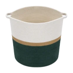 Navaris Flechtkorb Zur Aufbewahrung Aus Baumwolle - Wäschekorb Geflochten - Seil Korb Rund Für Wäsche Kissen Decken Spielzeug - Waschbar Per Hand