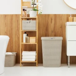 ROTHO Wäschesammler 55 L COUNTRY, Farbe:Cappuccino -Leifheit || Vileda || Wenko Verkaufsgeschäft 14df44ccf11436089fca42e7ded3dbec