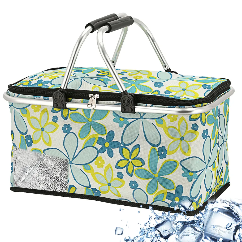 Einkaufskorb Faltbar Mit Thermofunktion "Flower" Grün 1 Einkaufskorb Faltbar Mit Thermofunktion "Flower" Grün