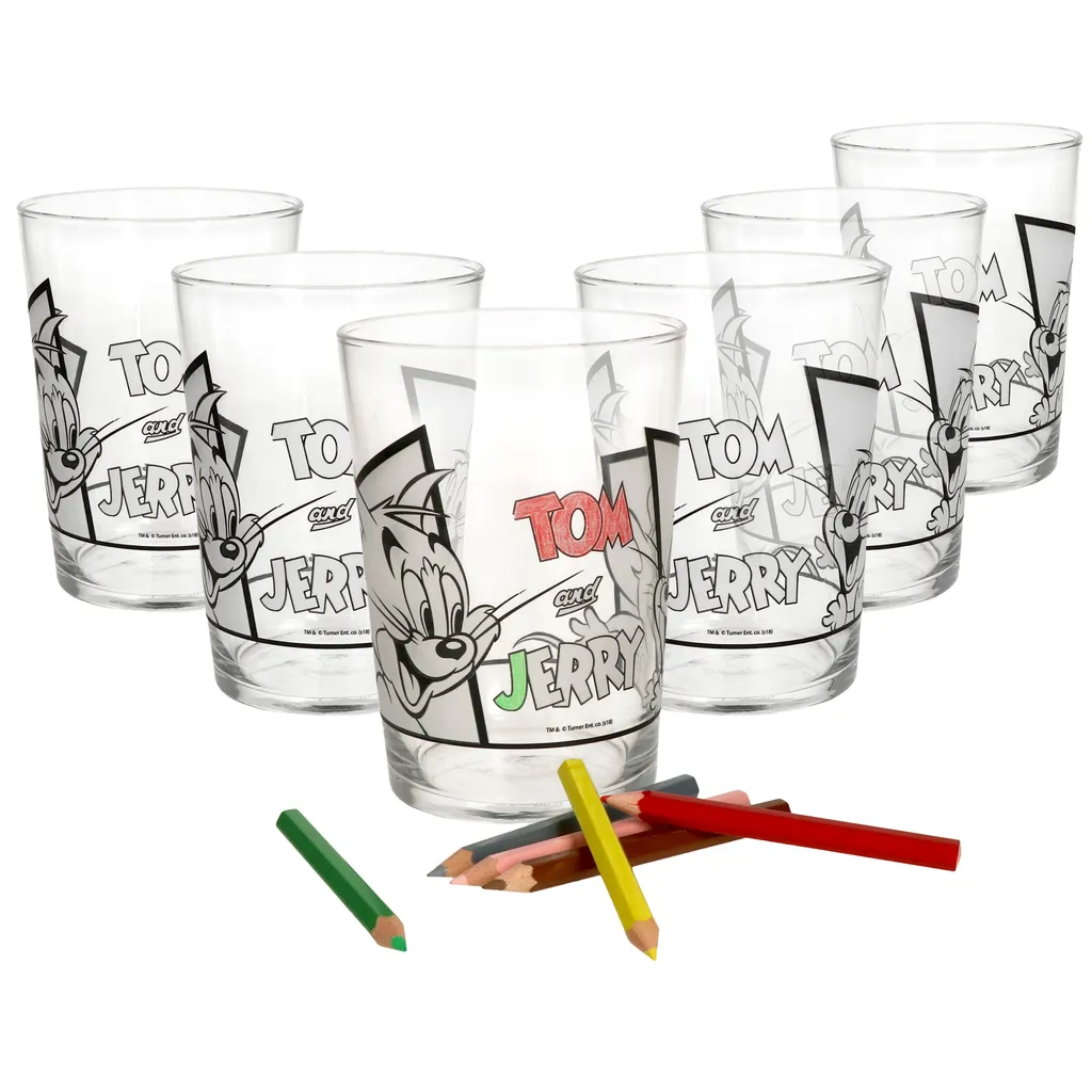 6x Tom&Jerry Glas Zum Anmalen Für Kinder Selber Bemalen Geburtstag Geschenk 1 6x Tom&Jerry Glas Zum Anmalen Für Kinder Selber Bemalen Geburtstag Geschenk