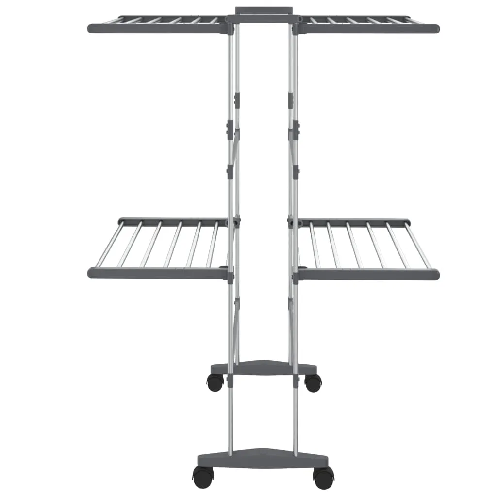 VidaXL Wäscheständer 2 Etagen Mit Rollen Silbern 60x70x106 Cm 4 VidaXL Wäscheständer 2 Etagen Mit Rollen Silbern 60x70x106 Cm – Bild 4