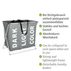 Wenko Wäschesammler Trio Grau -Leifheit || Vileda || Wenko Verkaufsgeschäft 17e0ae7e8b261a67c28da10cc4e821b2