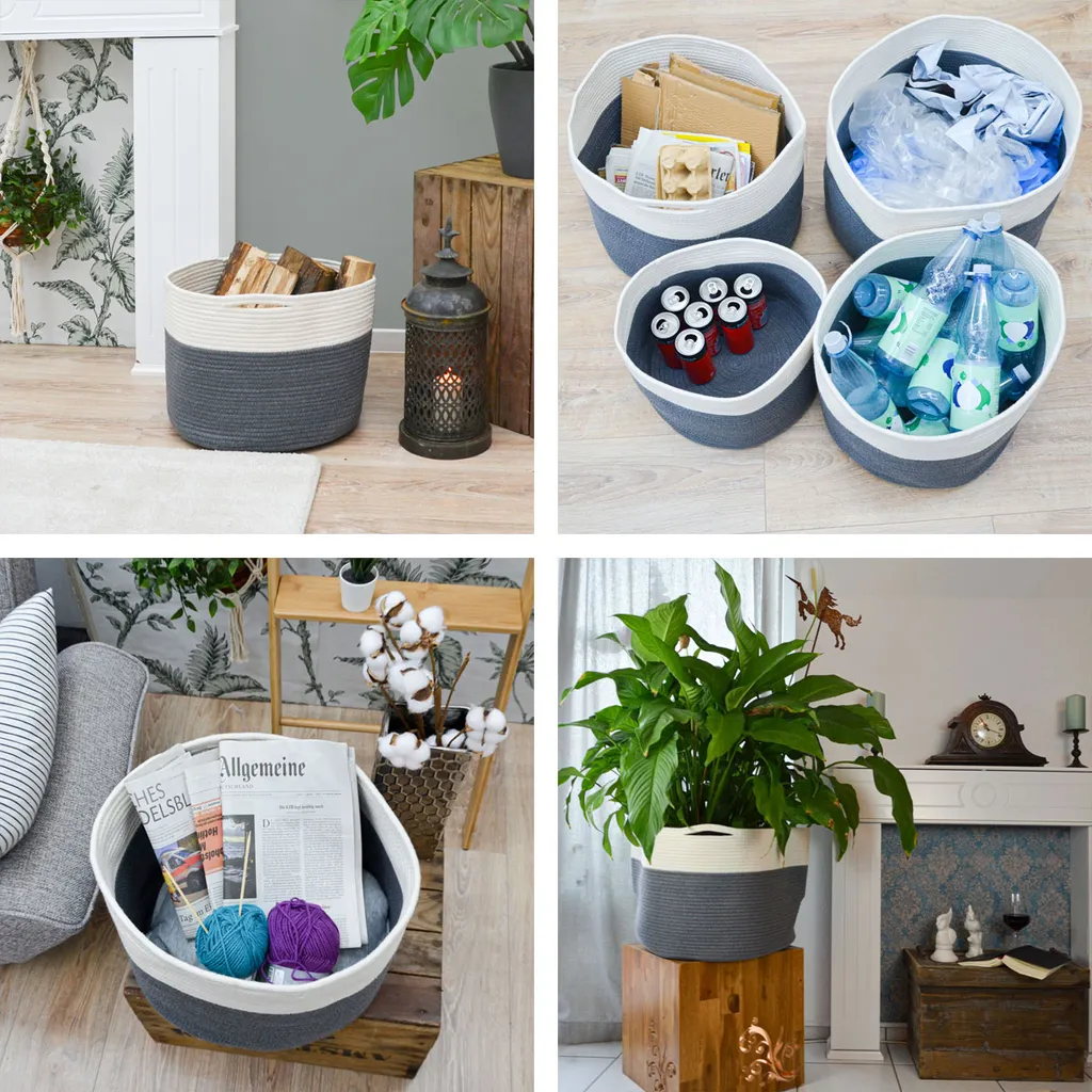 Ø39x30 Baumwoll Seilkorb 35L Aufbewahrungskorb Boho Wäschekorb Kinderzimmer Korb 4 Ø39x30 Baumwoll Seilkorb 35L Aufbewahrungskorb Boho Wäschekorb Kinderzimmer Korb – Bild 4