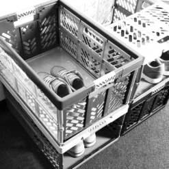 5-er Set - KLAPPBOX - Silber-Anthrazit - Faltbox Lagerbox Einkaufsbox 45 Liter 4 Griffe Aufbewahrungsbox Kunststoff Soft-Touch Softgriff Faltbox Set Klappbox Set NEU -Leifheit || Vileda || Wenko Verkaufsgeschäft 188ac05ebd166f67fe887f626d4f66b7