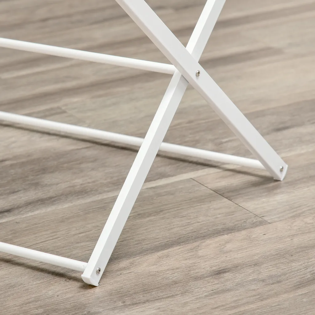 HOMCOM Wäscheständer Faltbar 8-stufiger Trockengestell Trockenständer Metall Kunststoff Weiß 74 X 35 X 144 Cm 7 HOMCOM Wäscheständer Faltbar 8-stufiger Trockengestell Trockenständer Metall Kunststoff Weiß 74 X 35 X 144 Cm – Bild 7