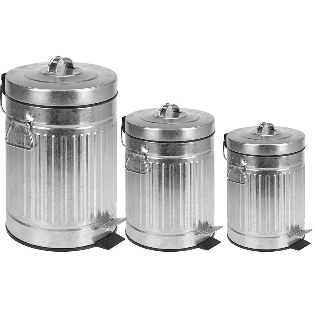 Treteimer Mülleimer Zink Abfalleimer Pedaleimer Mit Rillen Silber 3 Griffe (5 Liter) 1 Treteimer Mülleimer Zink Abfalleimer Pedaleimer Mit Rillen Silber 3 Griffe (5 Liter)
