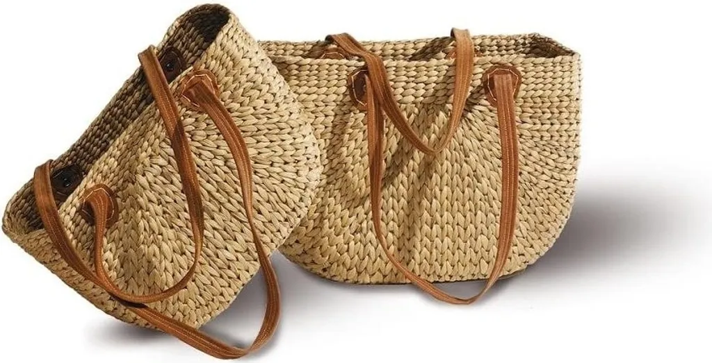 Neustanlo® Einkaufstasche/Einkaufskorb 1 STK, Aus Wasserhyazinthe (Groß, Langer Henkel) 1 Neustanlo® Einkaufstasche/Einkaufskorb 1 STK, Aus Wasserhyazinthe (Groß, Langer Henkel)