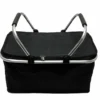 Einkaufskorb Mit Kühl- Und Warmhaltefunktion Faltbar Klappgriffen Reißverschluss 46x23x27 Cm, Schwarz