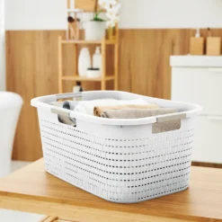 ROTHO Wäschekorb 40 L COUNTRY, Farbe:Mistletoe White -Leifheit || Vileda || Wenko Verkaufsgeschäft 1bbcf301dbf1e6306e6fe70e9d51af52