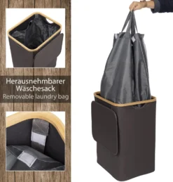 ONVAYA® Wäschekorb Mit Deckel | 70 Liter | Dunkelgrau | Wäschesammler Fürs Badezimmer | Wäschetruhe Aus Bambus-Holz & Oxford-Stoff | Design Wäschebox | Wäschesortierer -Leifheit || Vileda || Wenko Verkaufsgeschäft 1d1d60e70da9ddfdcbc6c844a8f720ed