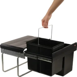 Wesco Niedriger Mülleimer Küche Ausziehbar | 2 X 15 L Einbaumülleimer Mit Schienengestell | Abfallsystem | Abfallsammler | Trennsystem | Bodenmontage | Kunststoff Schwarz | 28015 0 -Leifheit || Vileda || Wenko Verkaufsgeschäft 1d98fbc4e4e4fe325ecb84b28d1507a1