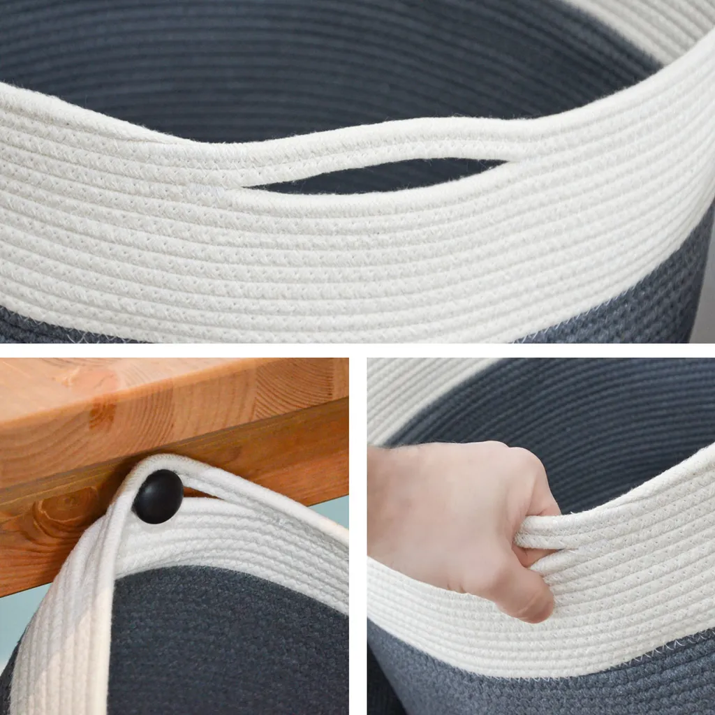 Ø39x30 Baumwoll Seilkorb 35L Aufbewahrungskorb Boho Wäschekorb Kinderzimmer Korb 6 Ø39x30 Baumwoll Seilkorb 35L Aufbewahrungskorb Boho Wäschekorb Kinderzimmer Korb – Bild 6