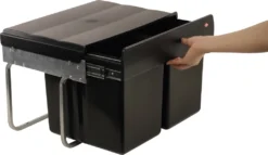 Wesco Niedriger Mülleimer Küche Ausziehbar | 2 X 15 L Einbaumülleimer Mit Schienengestell | Abfallsystem | Abfallsammler | Trennsystem | Bodenmontage | Kunststoff Schwarz | 28015 0 -Leifheit || Vileda || Wenko Verkaufsgeschäft 1e2fd165fd90f067c8f745163bc79d6b