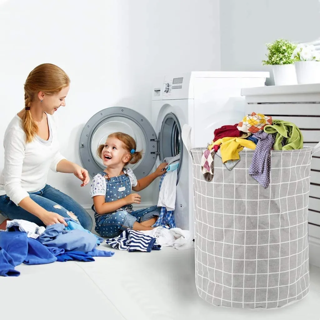 Wäschekorb, Verdickte Faltbarer Runde, Wasserdicht Wäschesack Für Wäsche Spielzeug Badzimmer Kinderzimmer, 33 × 33 × 43 Cm 2 Wäschekorb, Verdickte Faltbarer Runde, Wasserdicht Wäschesack Für Wäsche Spielzeug Badzimmer Kinderzimmer, 33 × 33 × 43 Cm – Bild 2