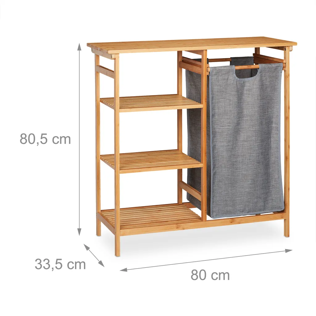 Relaxdays Bambus Badregal Mit Wäschekorb 4 Relaxdays Bambus Badregal Mit Wäschekorb – Bild 4