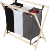 Jago® Wäschesortierer - Faltbar, 3 Fächer Aus Stoff, Aus Holz, Dreifarbig, Ca. 128 L Volumen, Größe (L/B/H): 75/40/72 Cm - Wäschekorb, Wäschebox, Wäschesammler