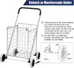 COSTWAY Klappbarer Einkaufstrolley, Einkaufswagen Auf Rollen, 45 Kg Belastbar, 83LKapazität, Tragbarer Handwagen, Rollwagen Allzweckwagen Für Wäsche, Einkaufen, Gepäck (Silber) -Leifheit || Vileda || Wenko Verkaufsgeschäft 218c751c26b88dc95f20abf35e3d916a