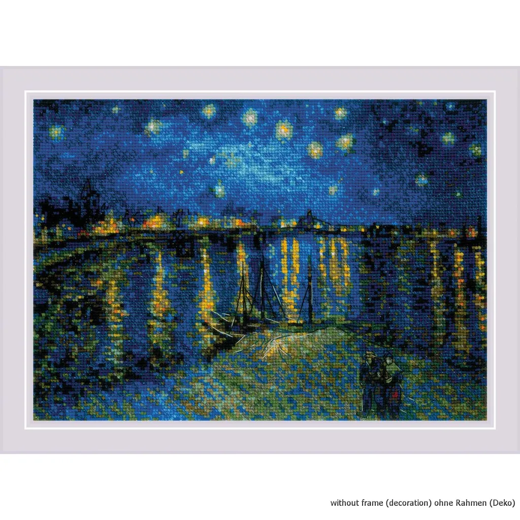 Riolis Kreuzstich Set "Sternennacht über Der Rhone Nach Van Goghs Gemälde", Zahlmuster, 38x26cm 1 Riolis Kreuzstich Set "Sternennacht über Der Rhone Nach Van Goghs Gemälde", Zahlmuster, 38x26cm