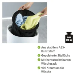 Wenko Hocker Candy White, Mit Wäschesack -Leifheit || Vileda || Wenko Verkaufsgeschäft 235332adc6db74af43d7d85c24eed6df