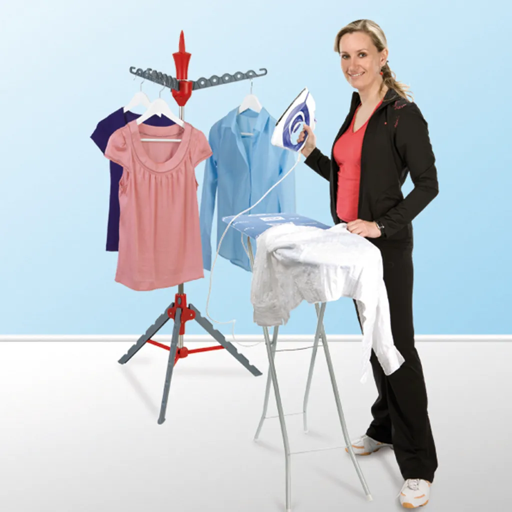 EASYmaxx Wäscheständer Grau/rot Wäscheständer Klappbar Vario Platzsparend Universal Aufbewahrung Wäsche Trocknen 2 EASYmaxx Wäscheständer Grau/rot Wäscheständer Klappbar Vario Platzsparend Universal Aufbewahrung Wäsche Trocknen – Bild 2