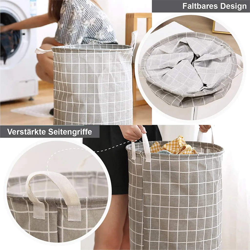 Wäschekorb, Verdickte Faltbarer Runde, Wasserdicht Wäschesack Für Wäsche Spielzeug Badzimmer Kinderzimmer, 33 × 33 × 43 Cm 3 Wäschekorb, Verdickte Faltbarer Runde, Wasserdicht Wäschesack Für Wäsche Spielzeug Badzimmer Kinderzimmer, 33 × 33 × 43 Cm – Bild 3