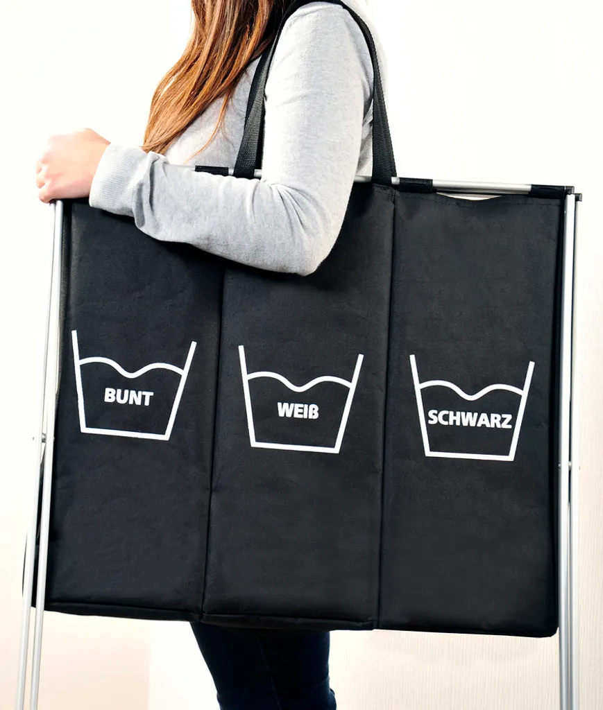 Kesper Wäschesammler Mit Dreifacher Einteilung, Trio, Schwarz 19590 11 Kesper Wäschesammler Mit Dreifacher Einteilung, Trio, Schwarz 19590 – Bild 11