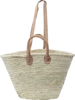 XXL Ibiza Korbtasche Strohtasche Schultertasche Strandtasche Lederhenkel Natur