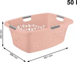 ROTHO Wäschekorb 50 L FLOWERS, Farbe:Linnea Pink Ged.