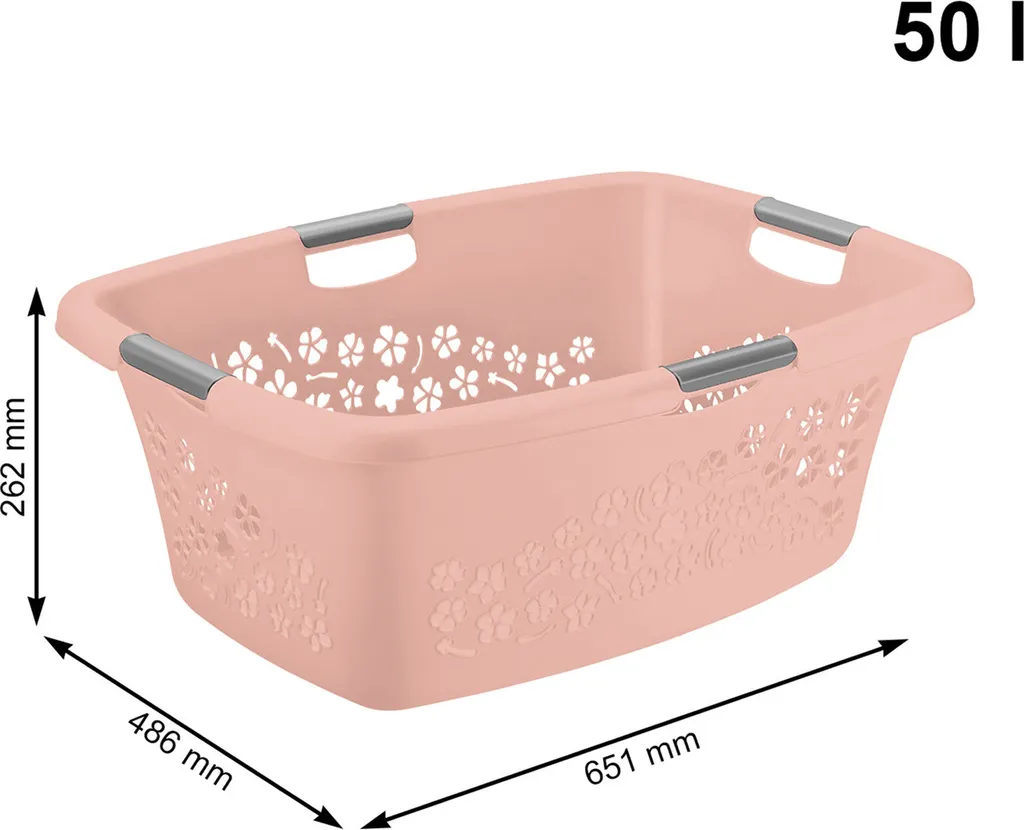 ROTHO Wäschekorb 50 L FLOWERS, Farbe:Linnea Pink Ged. 1 ROTHO Wäschekorb 50 L FLOWERS, Farbe:Linnea Pink Ged.