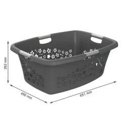 ROTHO 3er Set Wäschekorb 50l FLOWERS, Farbe:Anthrazit -Leifheit || Vileda || Wenko Verkaufsgeschäft 26e9eb75fec5eaad4af44f1fcd8e596e