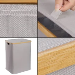 ONVAYA® Wäschekorb Mit Deckel | 70 Liter | Grau | Wäschesammler Fürs Badezimmer | Wäschetruhe Aus Bambus-Holz & Oxford-Stoff | Design Wäschebox | Wäschesortierer 11 ONVAYA® Wäschekorb Mit Deckel | 70 Liter | Grau | Wäschesammler Fürs Badezimmer | Wäschetruhe Aus Bambus-Holz & Oxford-Stoff | Design Wäschebox | Wäschesortierer -Leifheit || Vileda || Wenko Verkaufsgeschäft 27163acacad655b74c0f7578f4e9f596