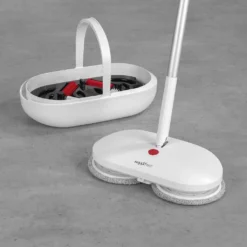 MAXXMEE Akku-Rotationsmopp - Rotierende Mikrofaserpads - Weiß Bodenwischer Akku Spray Mopp Spraymop Set Sprühwischer Tank Rotation Wischmopp -Leifheit || Vileda || Wenko Verkaufsgeschäft 2857d8fd8609b1801f89e7486ef33181