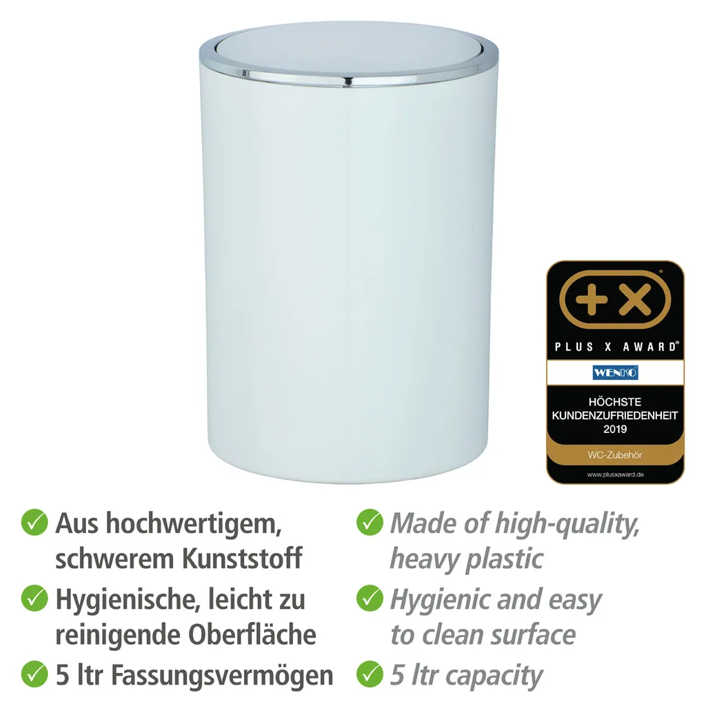 Wenko Schwingdeckeleimer Inca White 3 Wenko Schwingdeckeleimer Inca White – Bild 3